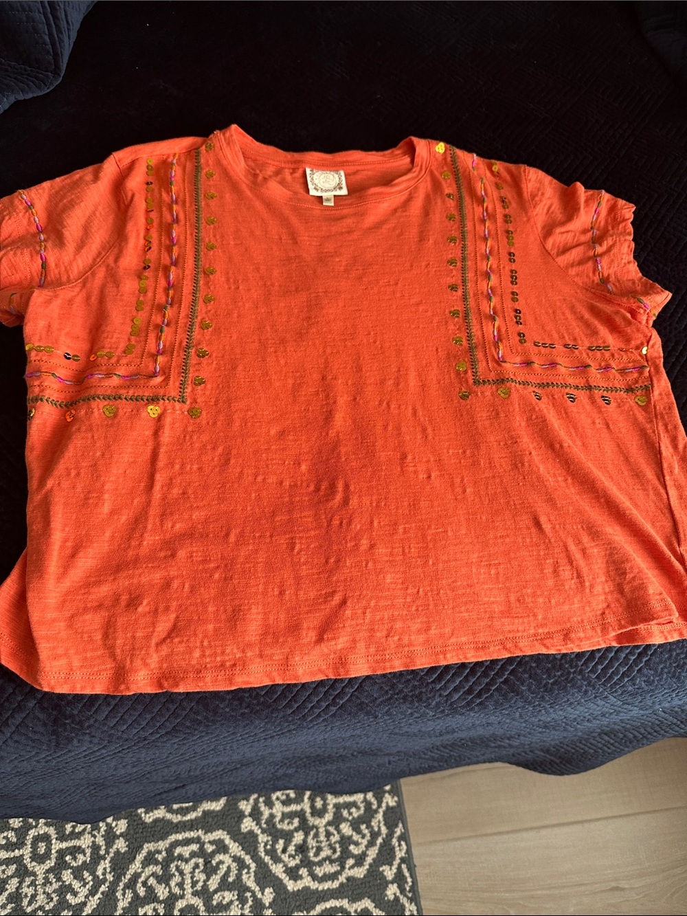 Women’s Embroidered Orange Short Sleeve Tee